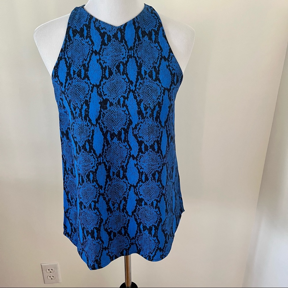 A.L.C. Blue Anise Snakeskin-print Python Tank Top Size: 4 - Picture 3 of 11